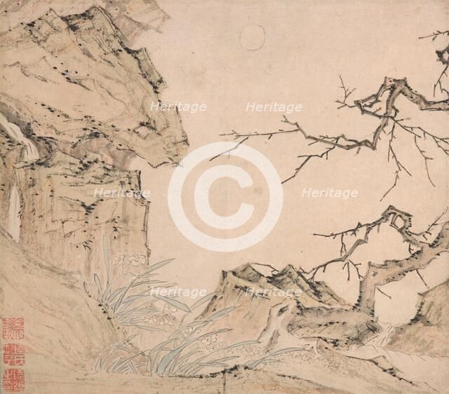 Narcissus, Plum Tree in a Landscape, c1520-1570. Creator: Lu Zhi.