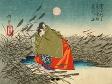 Narihira and Nijo no Tsubone at the Fuji River, 1882. Creator: Unknown