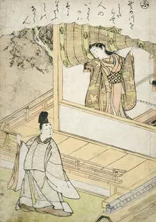 Narihira's Servant Delivering a Letter to Takako, c1766. Creator: Shunsho