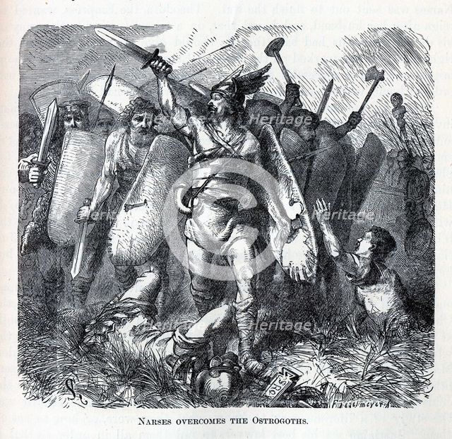 Narses Overcomes the Ostrogoths, 1882. Artist: Tegetmeyer, August Heinrich Ferdinand (1844-1912)