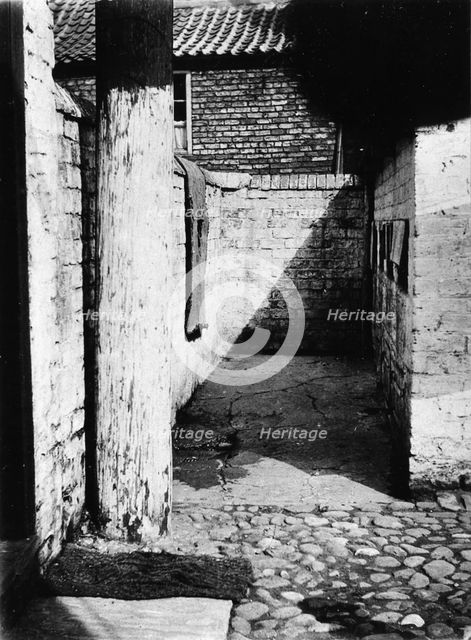 Narrow alley in a York slum, Yorkshire, 1901. Artist: Unknown