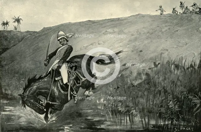 'Narrow Escape of Lieutenant Roberts While Pursued by Natives Near Lucknow', (1901).  Creator: Sidney E Paget.