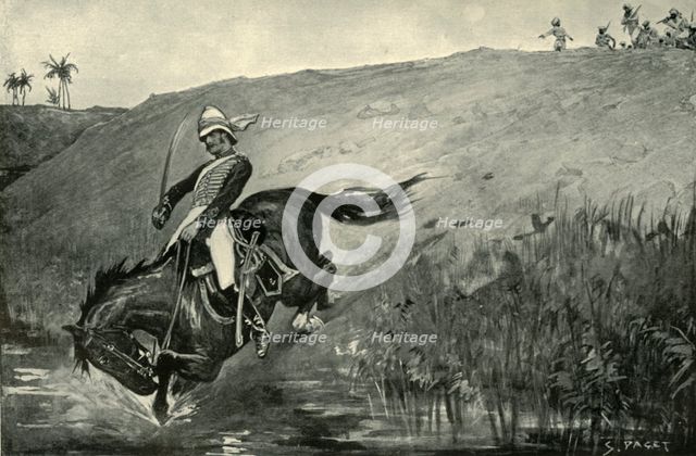 'Narrow Escape of Lieutenant Roberts While Pursued by Natives Near Lucknow', (1901).  Creator: Sidney E Paget.