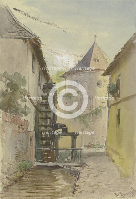 Narrow lane with the back of a mill, c1840-1890s. Creator: Philipp Rumpf.