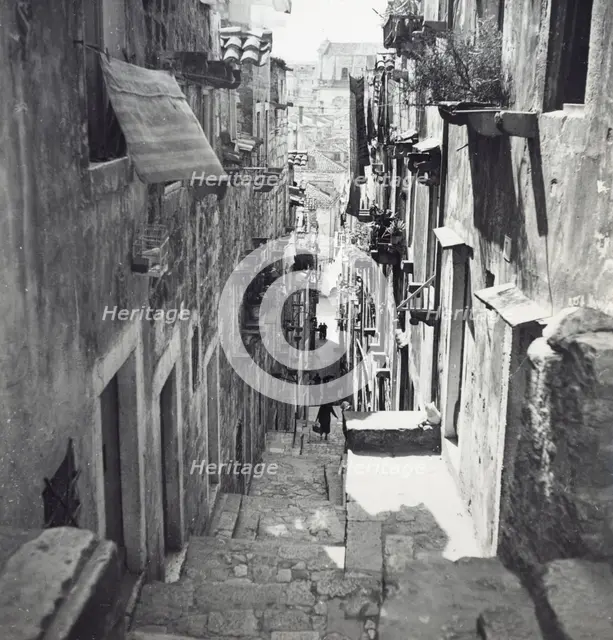 Narrow street in Dubrovnik, Croatia, Yugoslavia, 1939. Creator: Unknown.