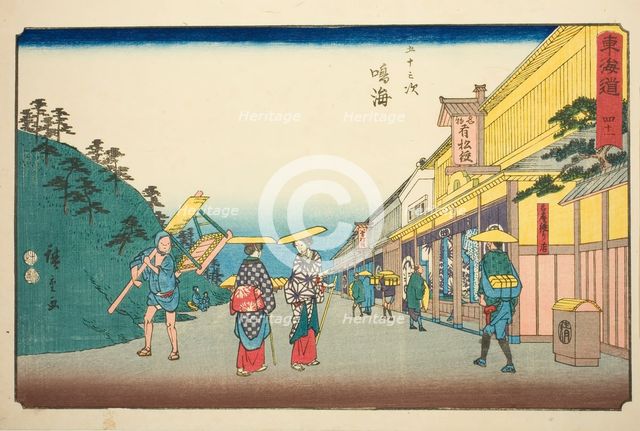 Narumi: Shops Selling the Famous Tie-dyed Fabric (Narumi, meisan shibori mise)—No..., c. 1847/52. Creator: Ando Hiroshige.