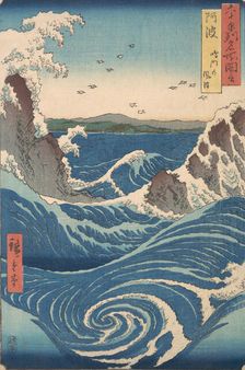 Naruto Whirlpool, Awa Province, from the series Views of Famous Places in the Sixty-Od..., ca. 1853. Creator: Ando Hiroshige