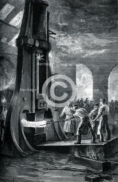 Nasmyth's steam hammer at work, (c1880). Artist: Roberts