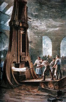 Nasmyth's steam hammer at work, (c1880). Creator: Roberts