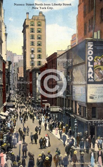 Nassau Street North from Liberty Street, New York City, New York, USA, 1916. Artist: Unknown