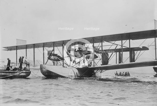 NC-4 being towed, Ponto Delgado [i.e. Ponta Delgada], 1919. Creator: Bain News Service.
