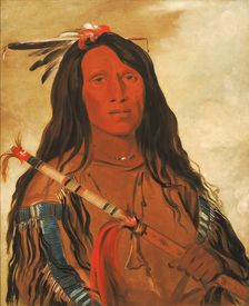 Né-hee-ó-ee-wóo-tis, Wolf on the Hill, Chief of the Tribe, 1832. Creator: George Catlin
