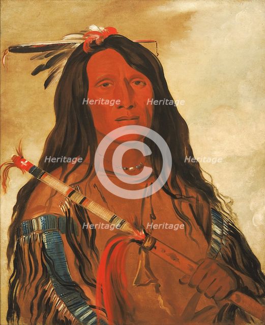 Né-hee-ó-ee-wóo-tis, Wolf on the Hill, Chief of the Tribe, 1832. Creator: George Catlin.