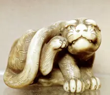 Netsuke carved in the form of a tiger, one of the 12 animals of the Japanese zodiac