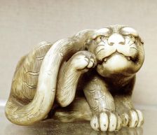 Netsuke carved in the form of a tiger, one of the 12 animals of the Japanese zodiac