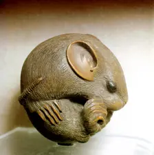 Netsuke carved in the form of a rat, one of the 12 animals of the Japanese zodiac