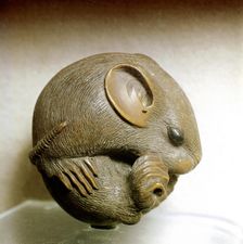 Netsuke carved in the form of a rat, one of the 12 animals of the Japanese zodiac