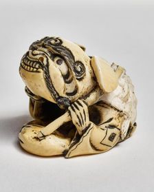 Netsuke (man with lion mask ), about 1850. Creator: Unknown