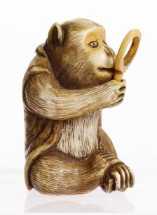 Netsuke (monkey with magnifying glass), about 1850. Creator: Unknown