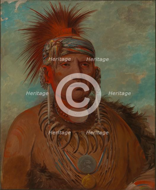 Neu-mon-ya, Walking Rain, War Chief, 1844-1845. Creator: George Catlin.