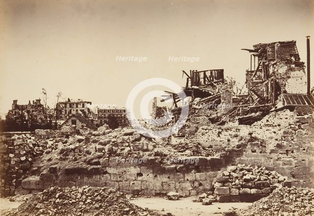 Neuilly Bombarded. General View of the rue de Chezy, 1871. Creator: Alphonse J. Liébert.