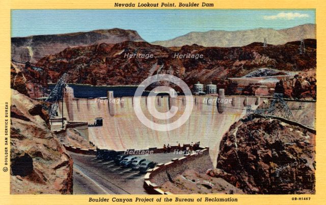 Nevada Lookout Point, Boulder Dam, Arizona/Nevada, USA, 1940. Artist: Unknown