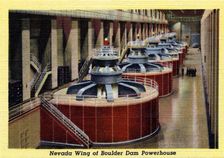 Nevada wing of the Boulder Dam powerhouse, Arizona/Nevada, USA, 1941