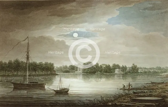 Nevka River near the Yelagin Bridge, 1829. Artist: Vorobyev, Maxim Nikiphorovich (1787-1855)
