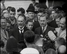 Neville Chamberlain, the British Prime Minister, Speaking to Male Journalists and Members..., 1938. Creator: British Pathe Ltd