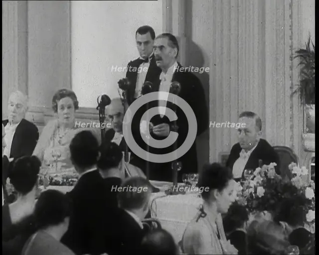 Neville Chamberlain, the British Prime Minister, Speaking in Nineteen Thirty-Eight at..., 1938. Creator: British Pathe Ltd.