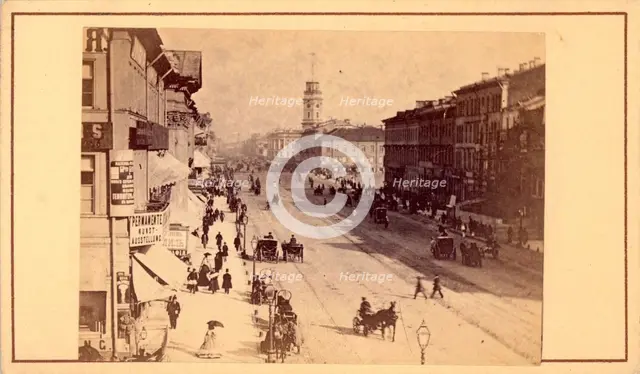 Nevsky Prospekt, mid-19th century. Creator: Alfred Lorens.