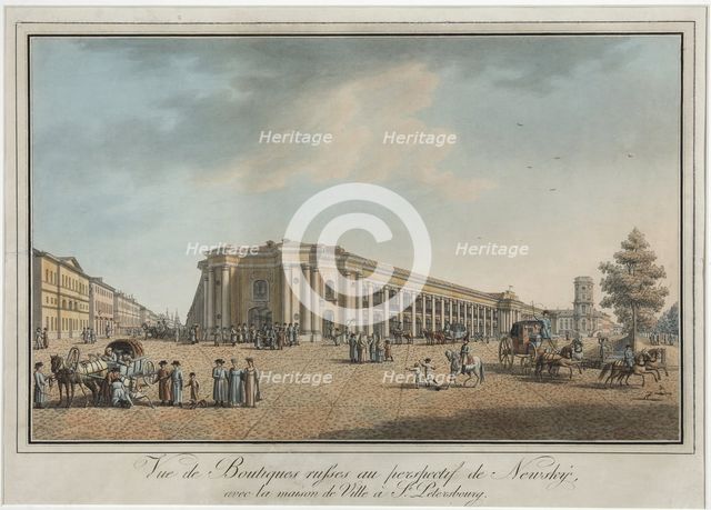Nevsky Prospekt near the Great Gostiny Dvor and City Duma in Saint Petersburg.