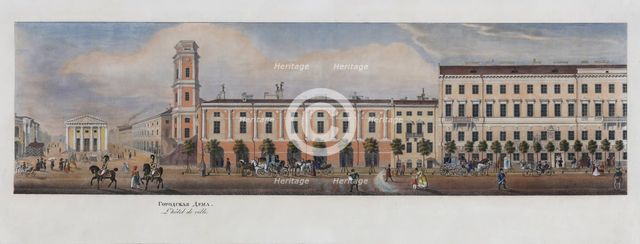 Nevsky Prospekt and City Duma in Saint Petersburg, 1830s.