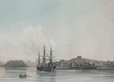 New Marine Barracks and Inner Harbor of Sevastopol, 1850s. Artist: Aivazovsky, Ivan Konstantinovich (1817-1900)