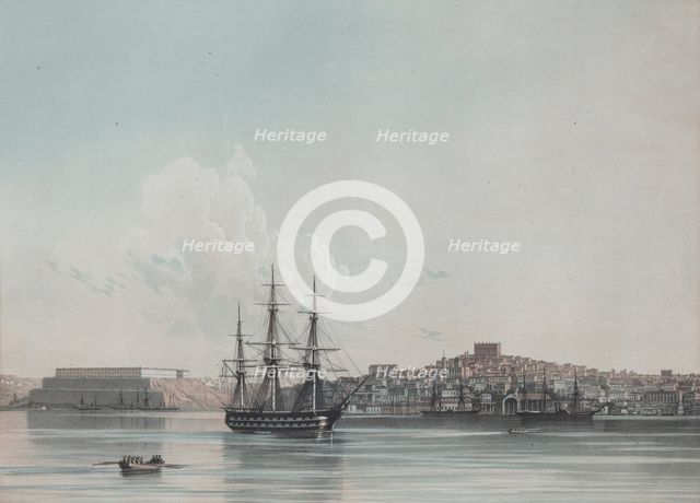 New Marine Barracks and Inner Harbor of Sevastopol, 1850s. Artist: Aivazovsky, Ivan Konstantinovich (1817-1900)