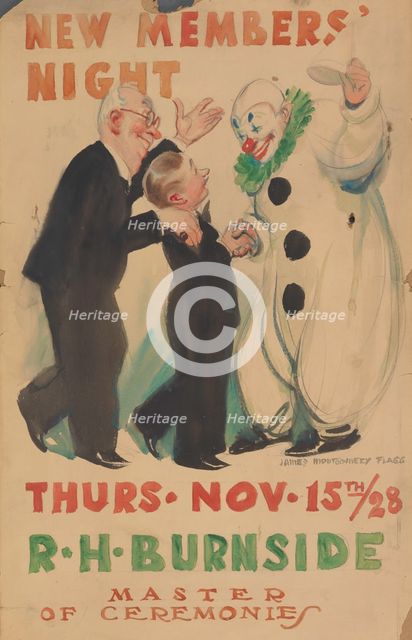 New Members' Night [likely at The Lambs Club], c1928-11-15. Creator: James Montgomery Flagg.