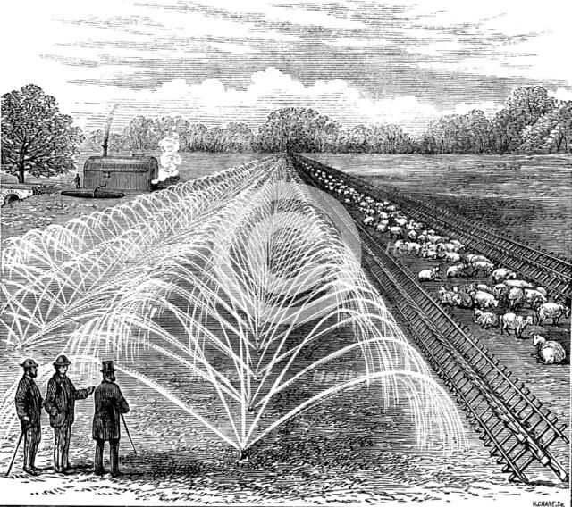 New method of pasture irrigation, 1873. Creator: H. Crane.