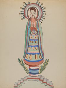New Mexico, "Bulto", Polychromed Wooden Figure, 1935/1942. Creator: E. Boyd