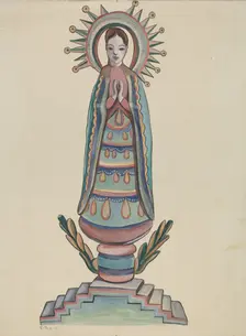 New Mexico, "Bulto", Polychromed Wooden Figure, 1935/1942. Creator: E. Boyd