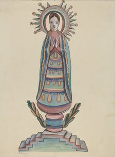 New Mexico, "Bulto", Polychromed Wooden Figure, 1935/1942. Creator: E. Boyd