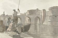 New moat of the fortifications in Taranto, 1778. Creator: Louis Ducros