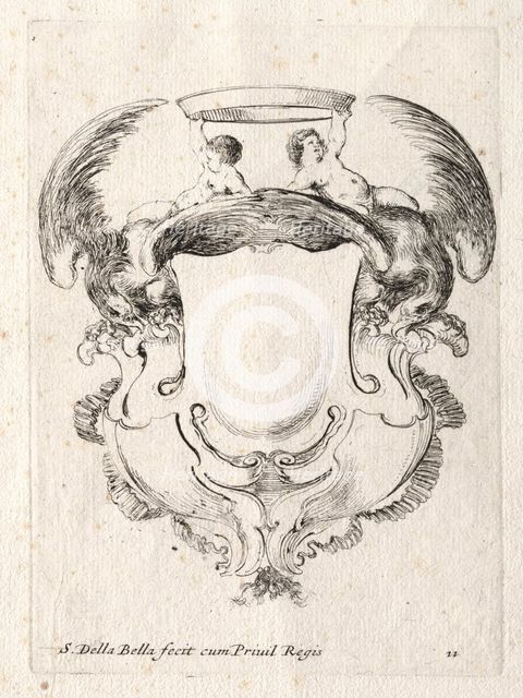 New Model for a Cartouche, 1647. Creator: Stefano Della Bella (Italian, 1610-1664).