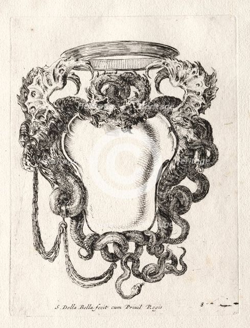 New Model for a Cartouche, 1647. Creator: Stefano Della Bella (Italian, 1610-1664).