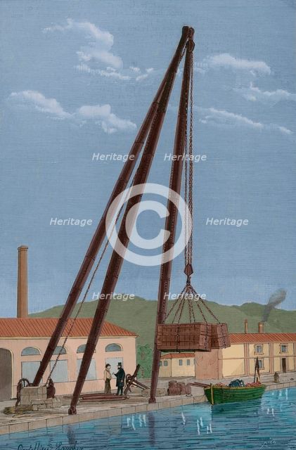 New model tripod machine, made in Southampton (England), installed in the Arsenal, Ferrol, ...1881. Creator: Angel Cortellini Sanchez.