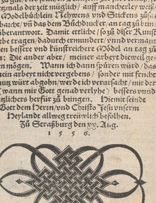 New Modelbüch allen Nägerin u. Sydenstickern (dedicatory page, 2v), 1556. Creator: Hans Hoffman