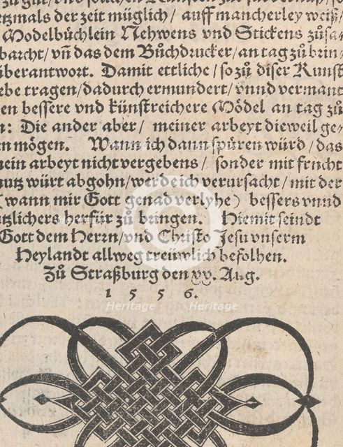 New Modelbüch allen Nägerin u. Sydenstickern (dedicatory page, 2v), 1556. Creator: Hans Hoffman.