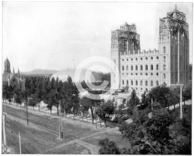 New Mormon Temple, Salt Lake City, Utah, late 19th century. Artist: John L Stoddard