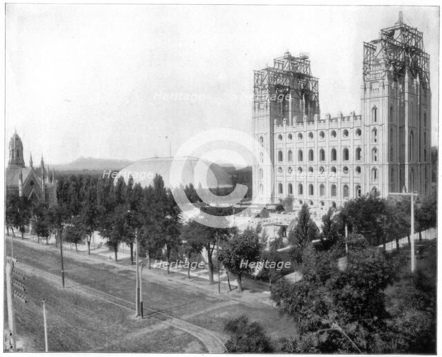 New Mormon Temple, Salt Lake City, Utah, late 19th century. Artist: John L Stoddard