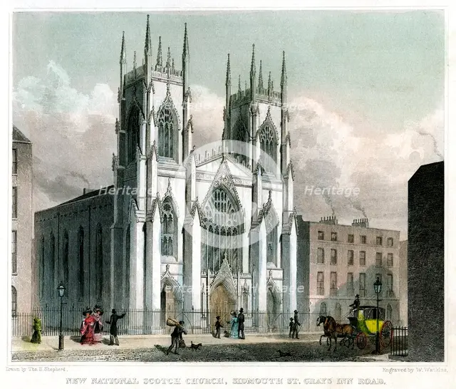 New National Scotch Church, Sidmouth Street and Grays Inn Road, London, 1829.Artist: W Watkins
