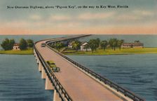 New Overseas Highway, above Pigeon Key, to Key West, Florida c1940s